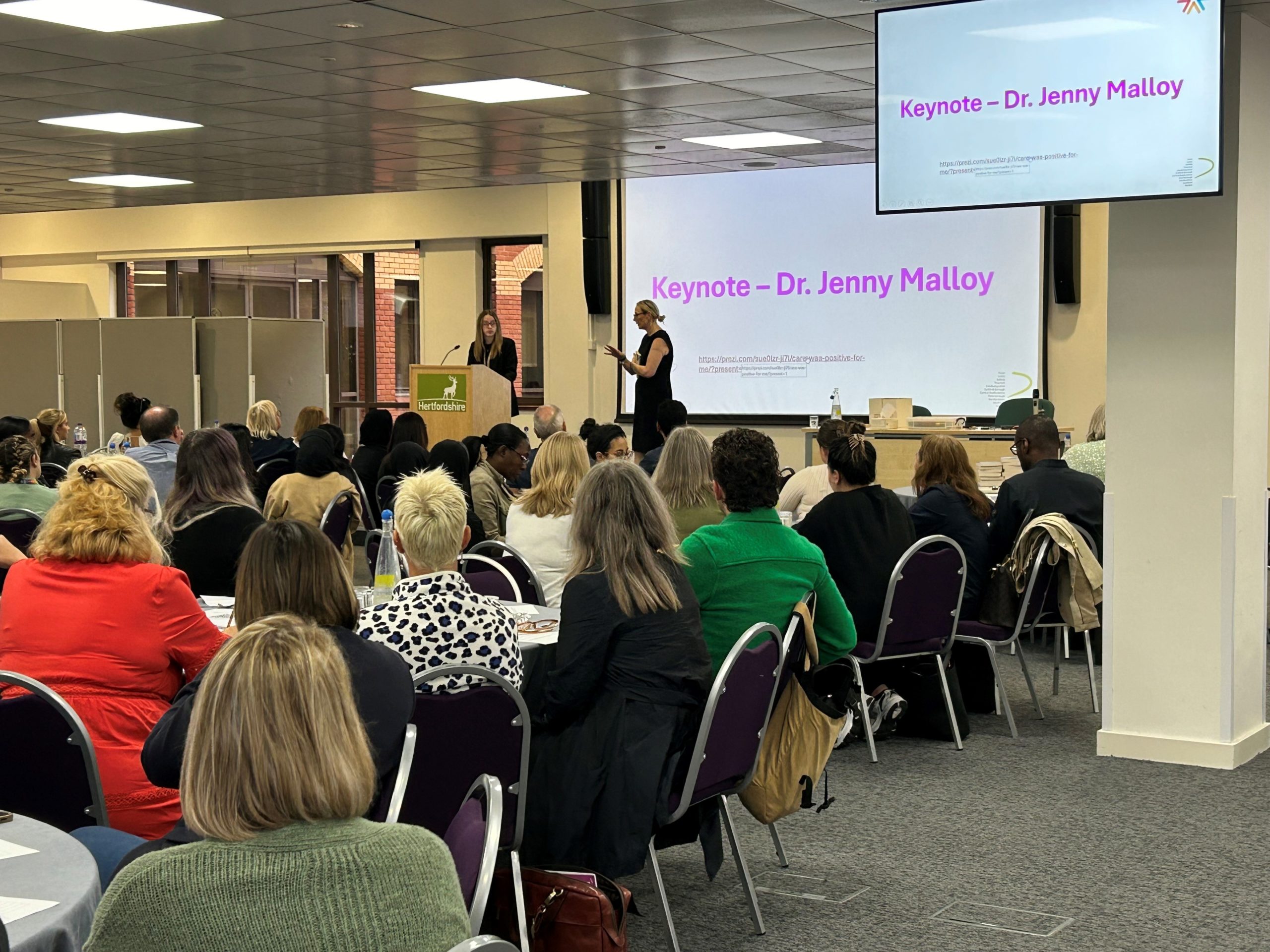 Photograph of the keynote speaker Dr Jenny Malloy at the Leaving Care Conference